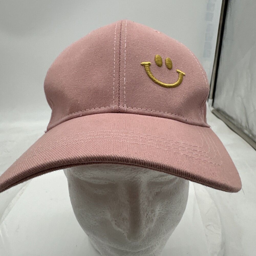 Smiley Face Hat Cap Womens Strapback Pink Outdoor Happy 100% Cotton